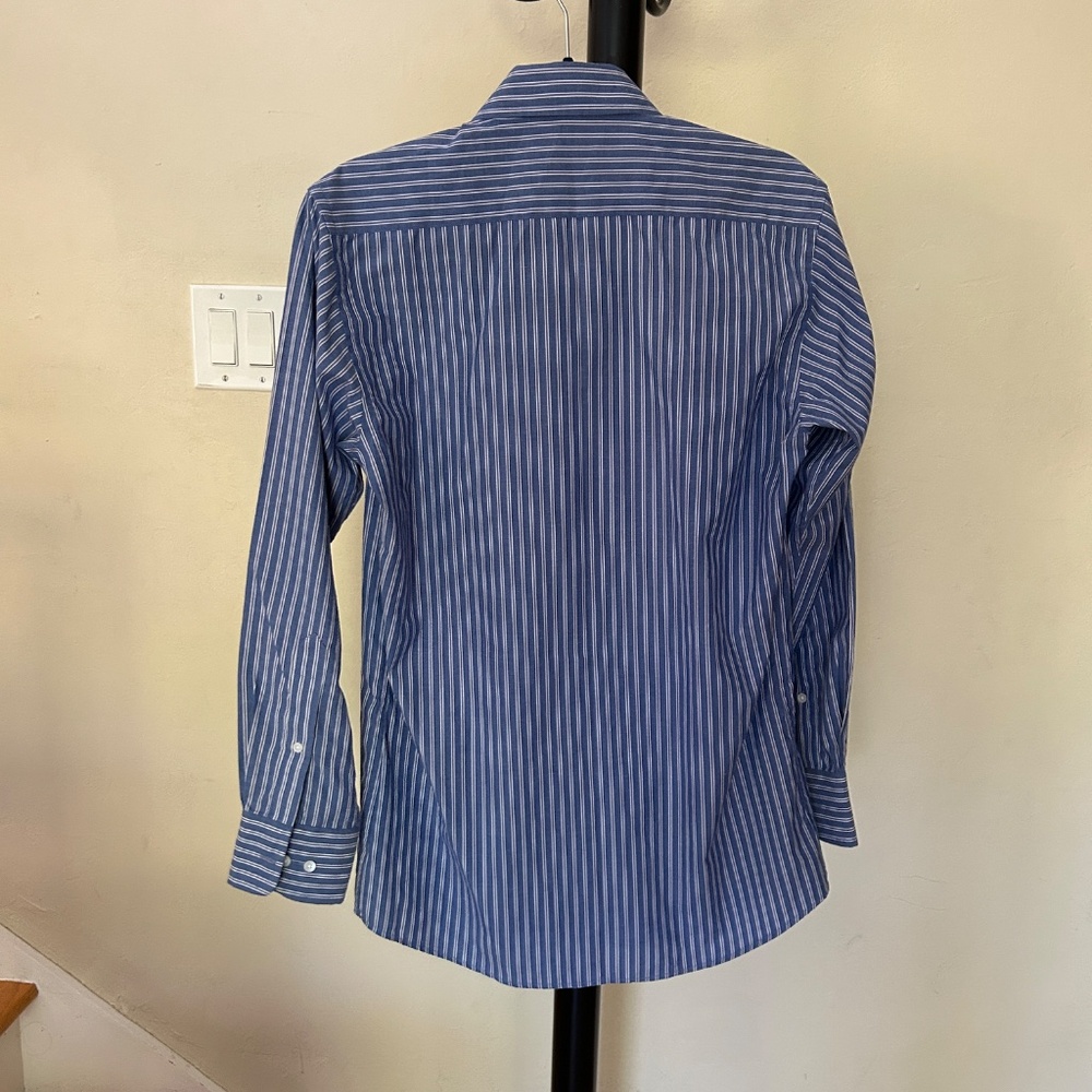 Men's Slim Fit Blue Stripe Shirt - Picture 5 of 10